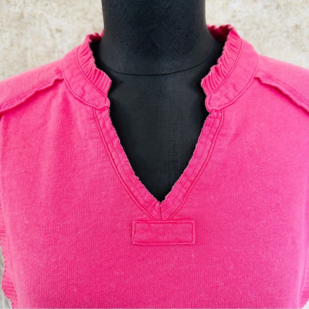 Fate pink raw edge ruffled top - Picture 2 of 7